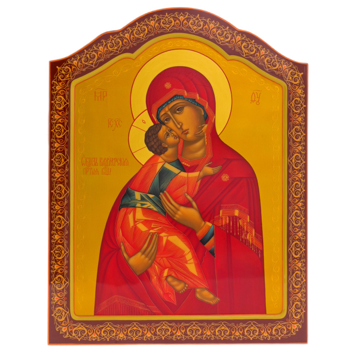 Wooden icon of the Vladimir Mother of God by Khokhloma