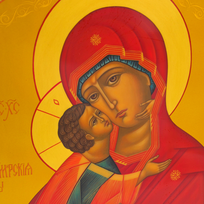 Wooden icon of the Vladimir Mother of God by Khokhloma