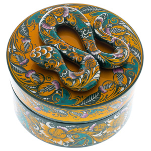 Gift box made of wood "Snake" Khokhloma