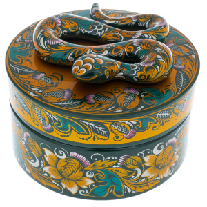 Gift box made of wood "Snake" Khokhloma