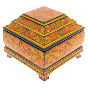 Musical box "Riddle" with a secret drawer, Khokhloma