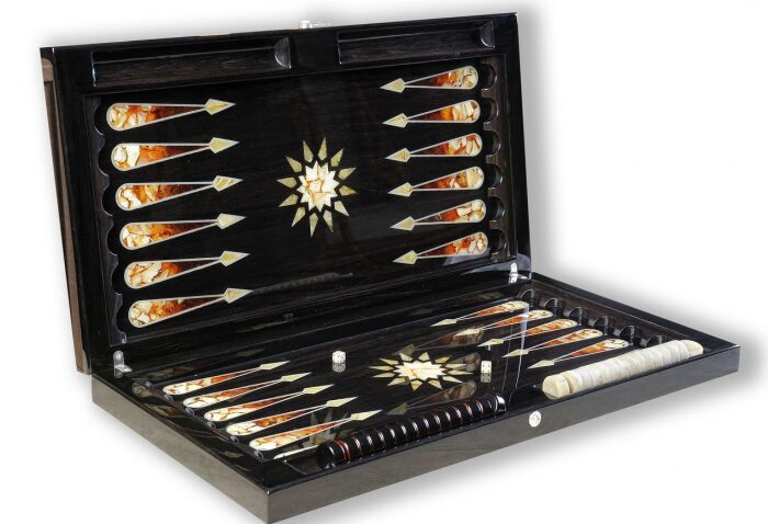 Backgammon made of stained oak "Ornament" of the Orient collection