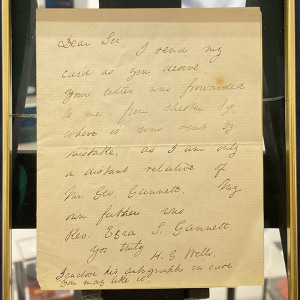 A handwritten letter from the writer Herbert George Wells