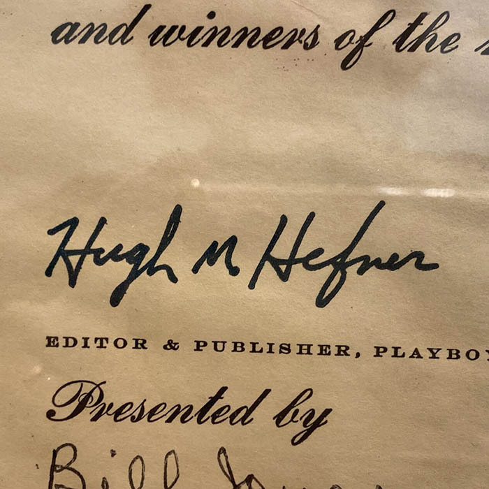 Diploma signed by Hugh Hefner