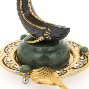 Caviar bowl made of jade and porcelain "Beluga" Zlatoust