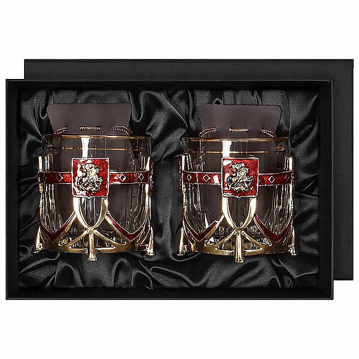 Glasses for whiskey "George the Victorious" for 2 persons in a gift box