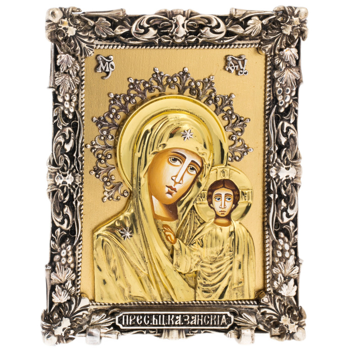 Icon with artistic casting "Mother of God of Kazan" desktop (bronze, gold leaf)