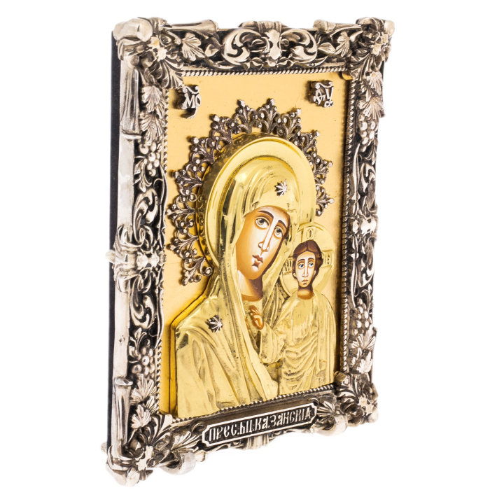 Icon with artistic casting "Mother of God of Kazan" desktop (bronze, gold leaf)