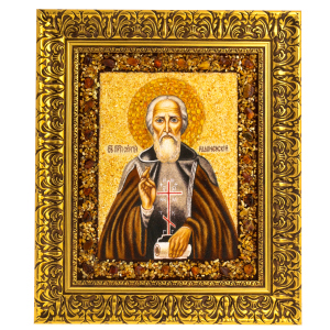 Amber icon "St. Sergius of Radonezh"