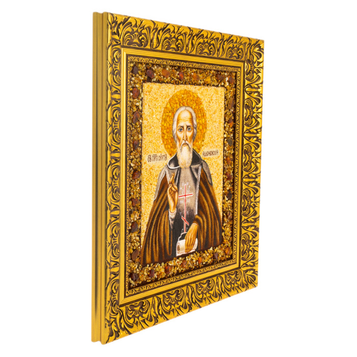 Amber icon "St. Sergius of Radonezh"