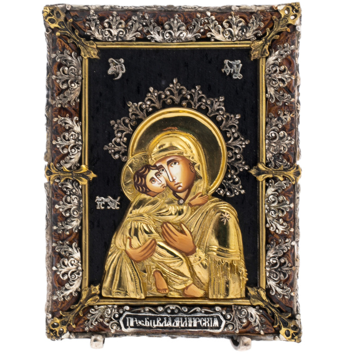 Icon with artistic casting "Vladimir Mother of God"