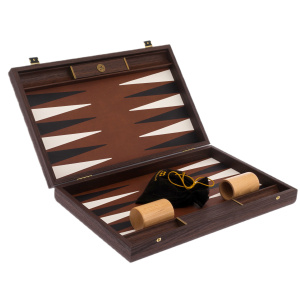 Backgammon made of veneer and leather "Manopoulos" caramel brown