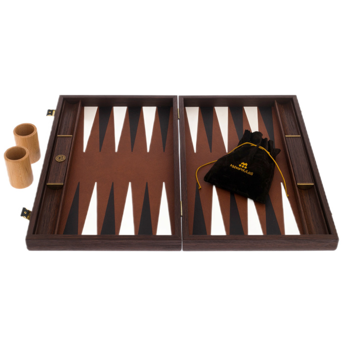 Backgammon made of veneer and leather "Manopoulos" caramel brown