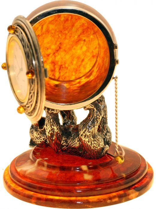 Souvenir watch made of amber "Circus bear"