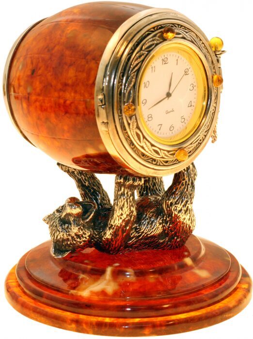 Souvenir watch made of amber "Circus bear"