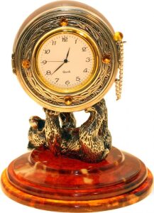 Souvenir watch made of amber "Circus bear"