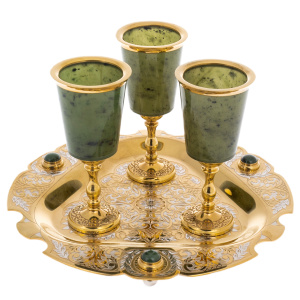 Trio jade wine set for 3 persons, Zlatoust