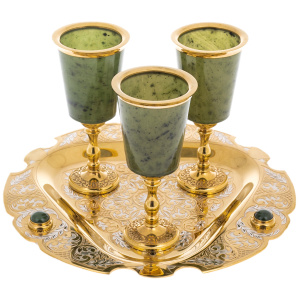 Trio jade wine set for 3 persons, Zlatoust