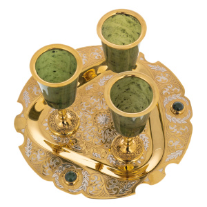 Trio jade wine set for 3 persons, Zlatoust