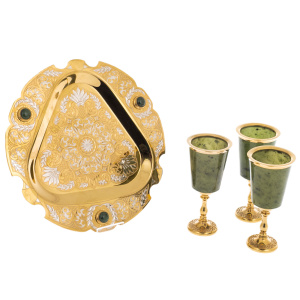 Trio jade wine set for 3 persons, Zlatoust