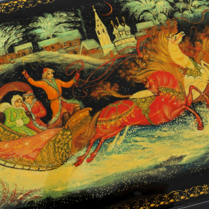 The box of Palekh "Troika" of Krits