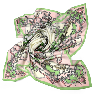 Платок женский "Фаберже Ландыши" с машинной подшивкой