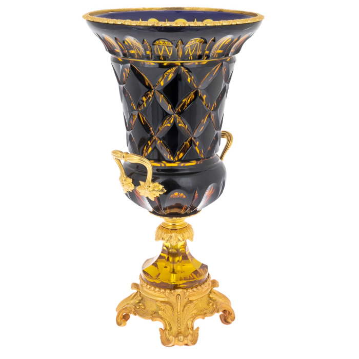 Amber-blue crystal vase "Palazzo"