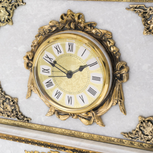 Double-headed Eagle white marble safe clock
