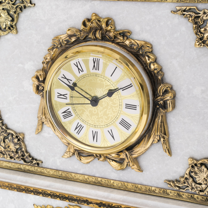 Double-headed Eagle white marble safe clock