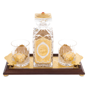 Whiskey set "In vina veritas" for 2 persons with a tray, Zlatoust