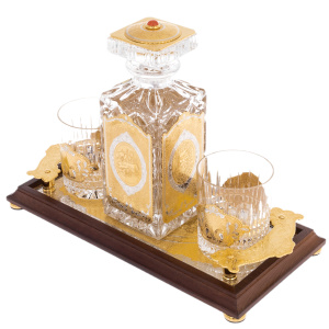 Whiskey set "In vina veritas" for 2 persons with a tray, Zlatoust