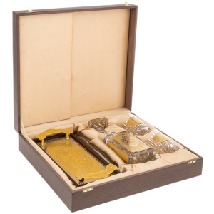 Whiskey set "In vina veritas" for 2 persons with a tray, Zlatoust