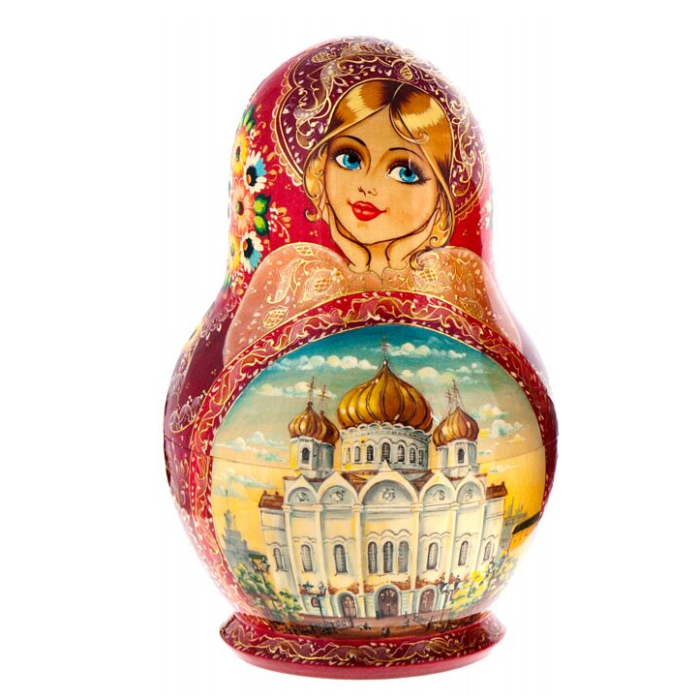 Матрёшка на 15 мест "Храм Христа Спасителя" 23 см