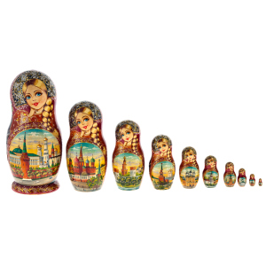 Матрёшка на 10 мест "Московский Кремль" 31 см