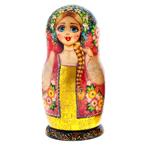 Матрёшка на 10 мест "Цветы" 25 см