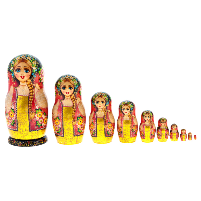 Матрёшка на 10 мест "Цветы" 25 см