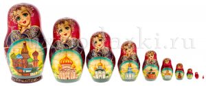 Matryoshka doll for 10 people "St. Basil's Cathedral" 18 cm