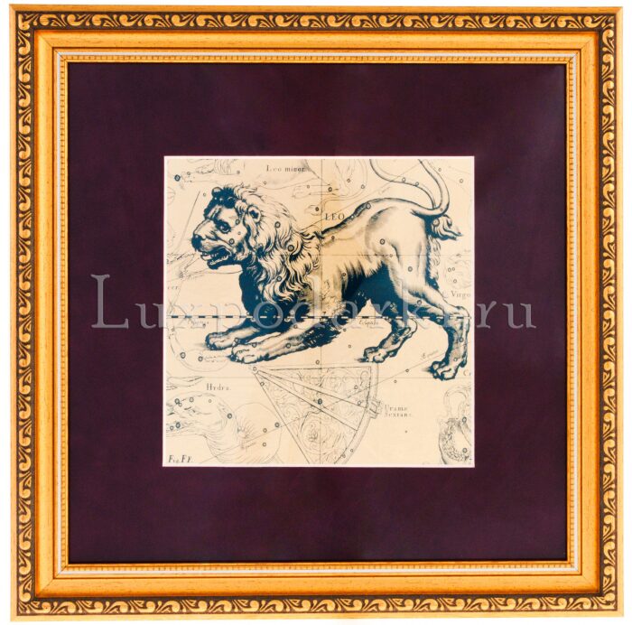 Картина на сусальном золоте "Знак Зодиака Лев"