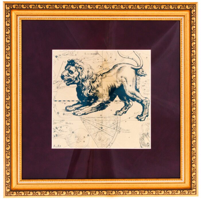 Картина на сусальном золоте "Знак Зодиака Лев"