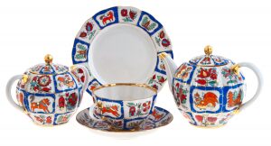 Tulip tea set with Russian Splint pattern for 6 persons (20 items)