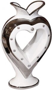 Vase "Heart", white with platinum decor