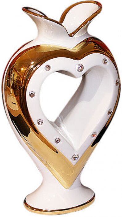 Vase "Heart", white with gold decor